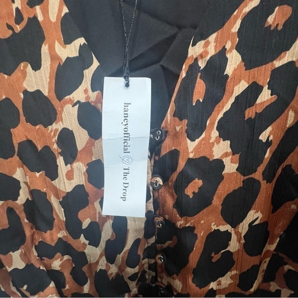 The Drop Women's Brown/Black Leopard Print Button-Front Dress, New with Tags - Picture 6 of 7
